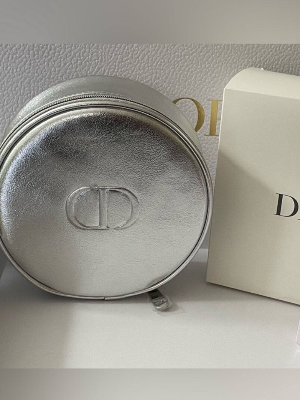 2025 Dior Round Silver Case & Empty Bottle of Miss Dior Essence  - Limited Ed